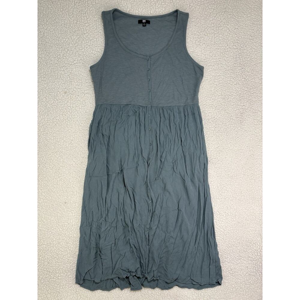 Frye Womens XL Sleeveless Easy Button Front Midi Dress Aqua Teal Flowy Gauze